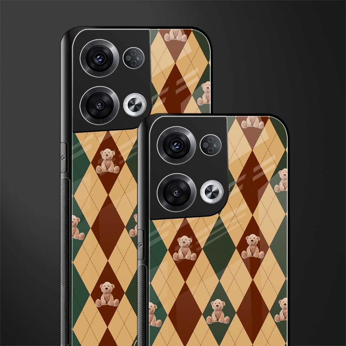 ted checkered pattern back phone cover | glass case for oppo reno 8