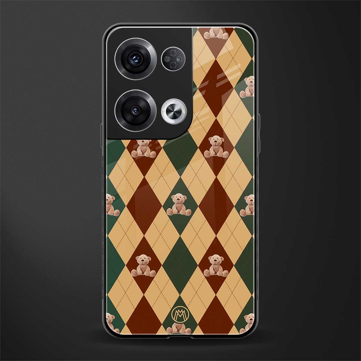 ted checkered pattern back phone cover | glass case for oppo reno 8