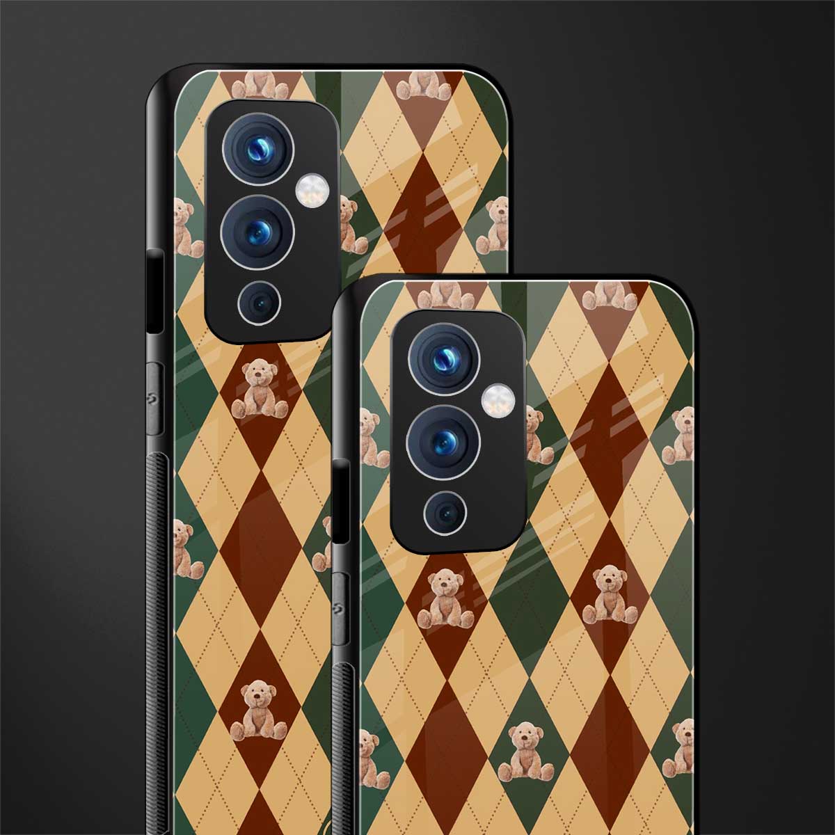 ted checkered pattern back phone cover | glass case for oneplus 9