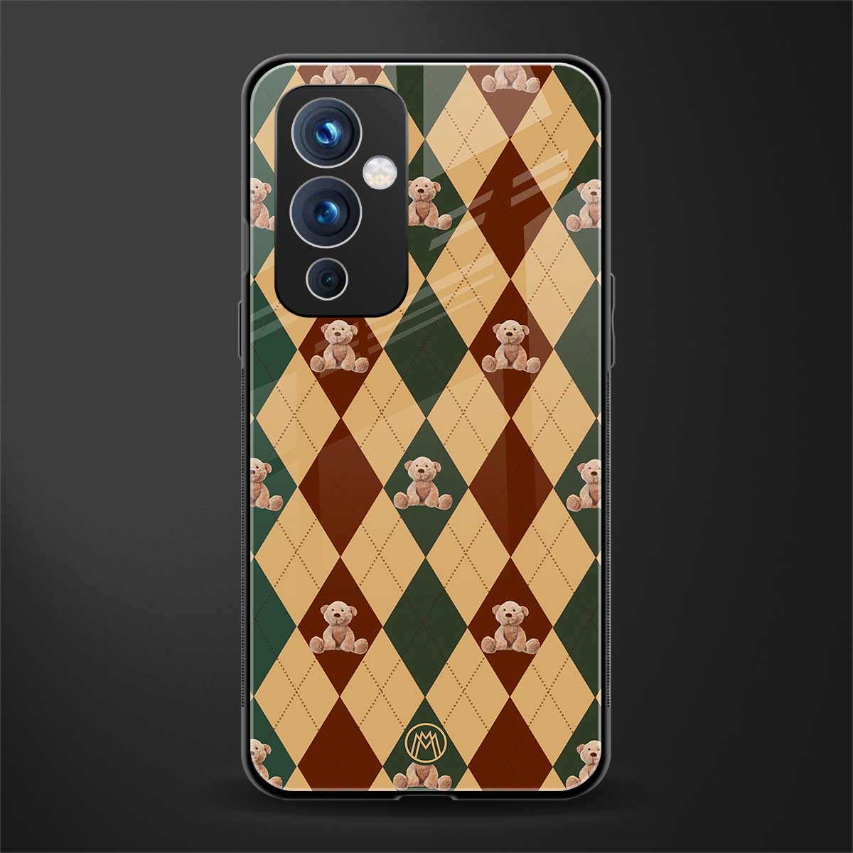 ted checkered pattern back phone cover | glass case for oneplus 9