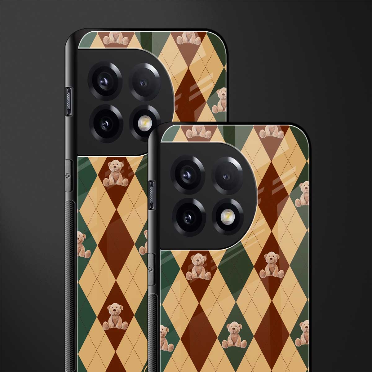 ted checkered pattern back phone cover | glass case for oneplus 11r