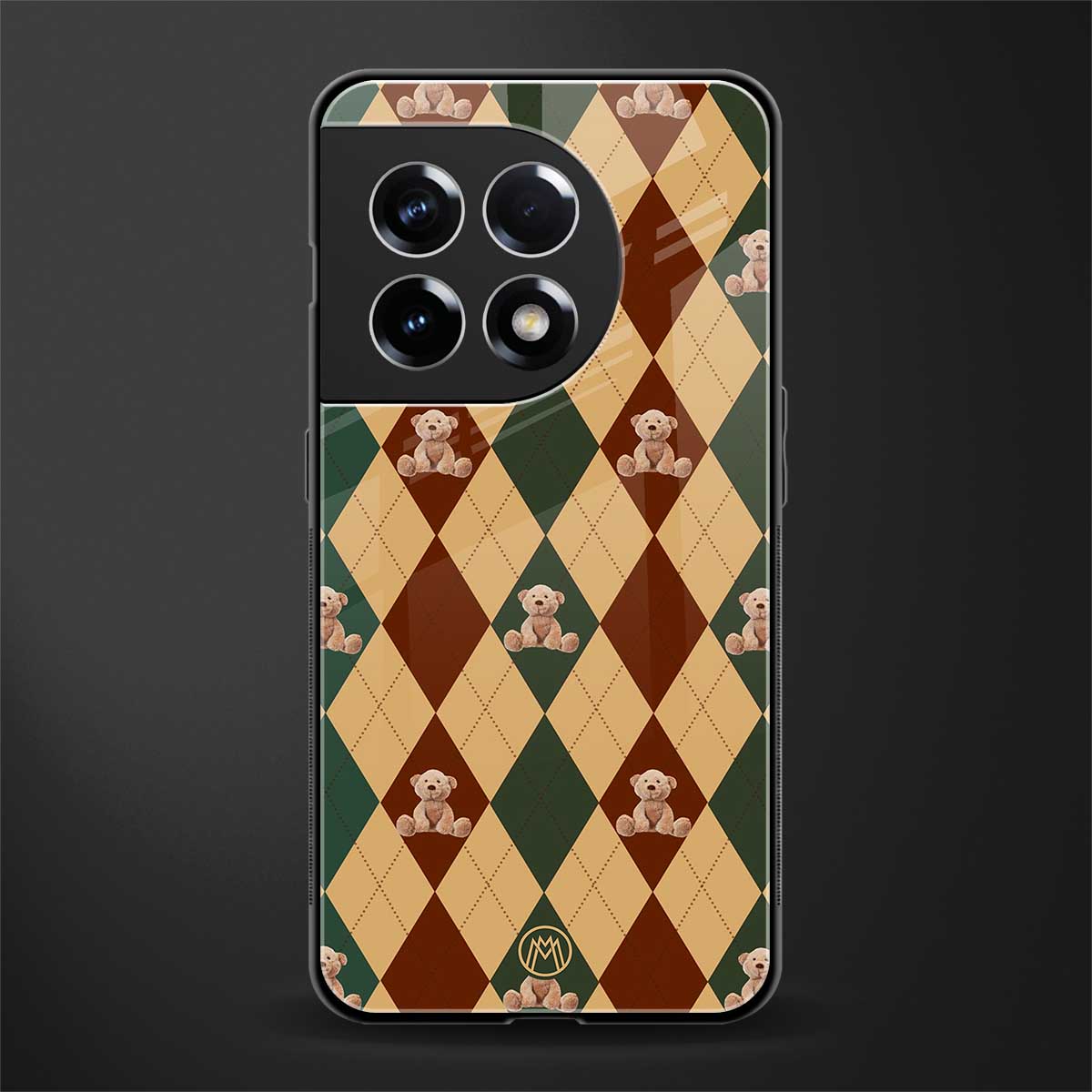 ted checkered pattern back phone cover | glass case for oneplus 11r