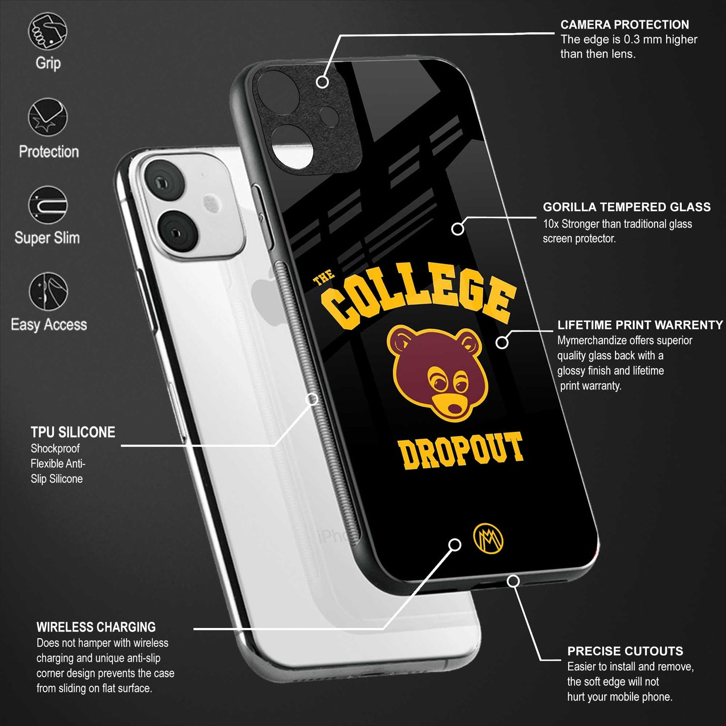 the college dropout glass case for iphone x image-4