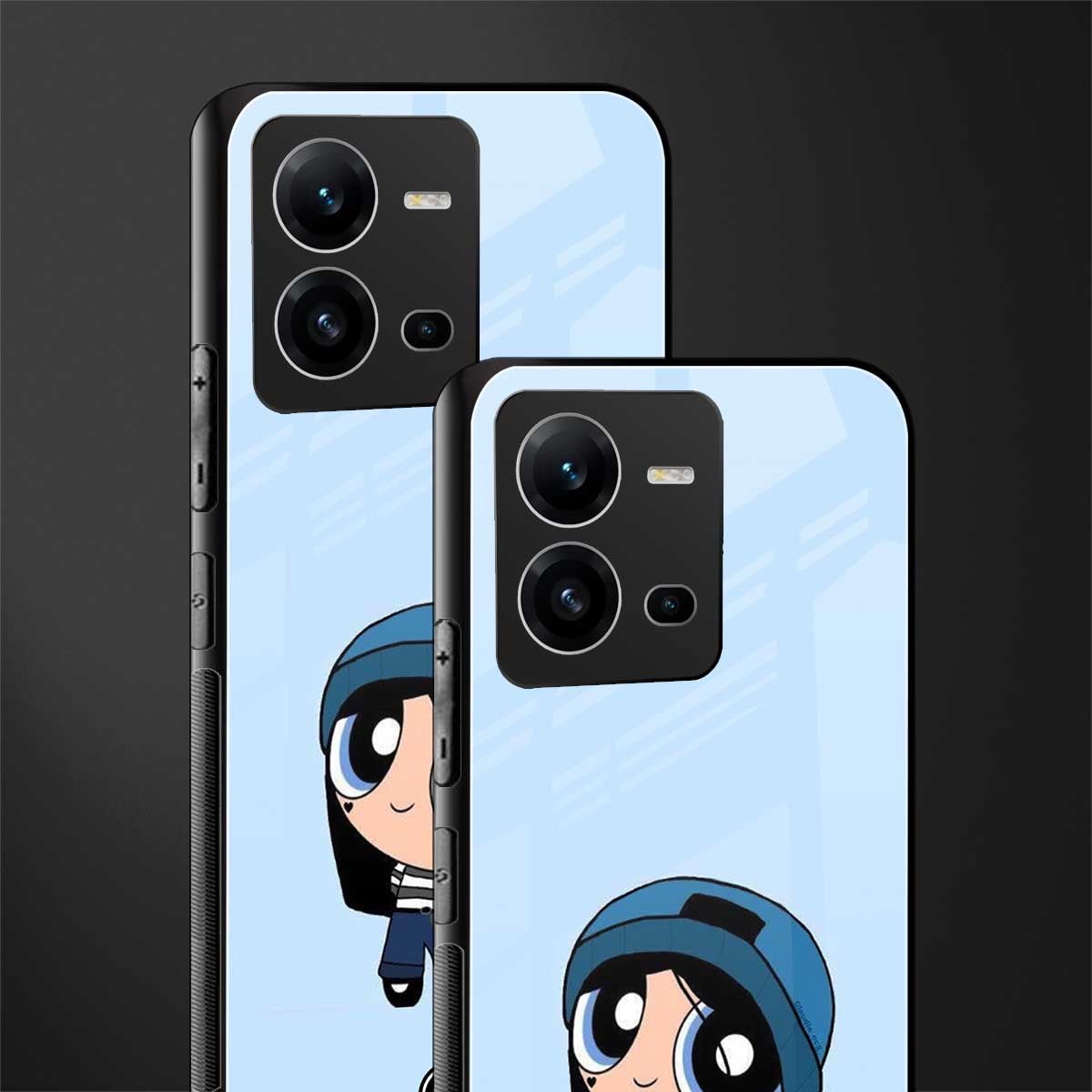 the powerpuff girls blue bubbles back phone cover | glass case for vivo v25-5g