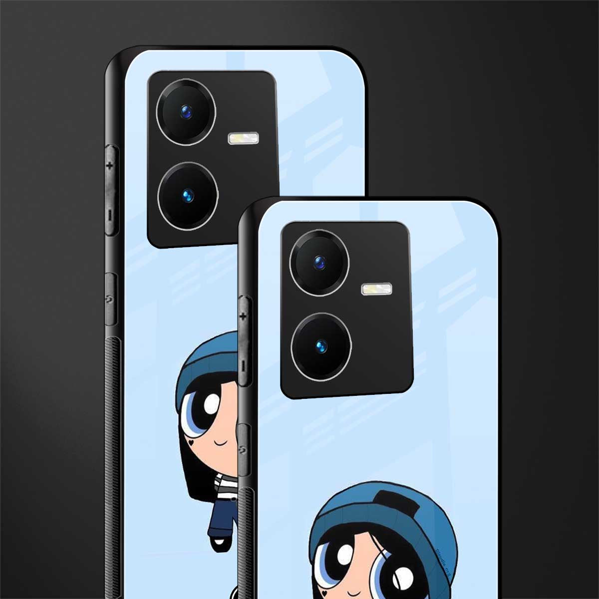 the powerpuff girls blue bubbles back phone cover | glass case for vivo y22