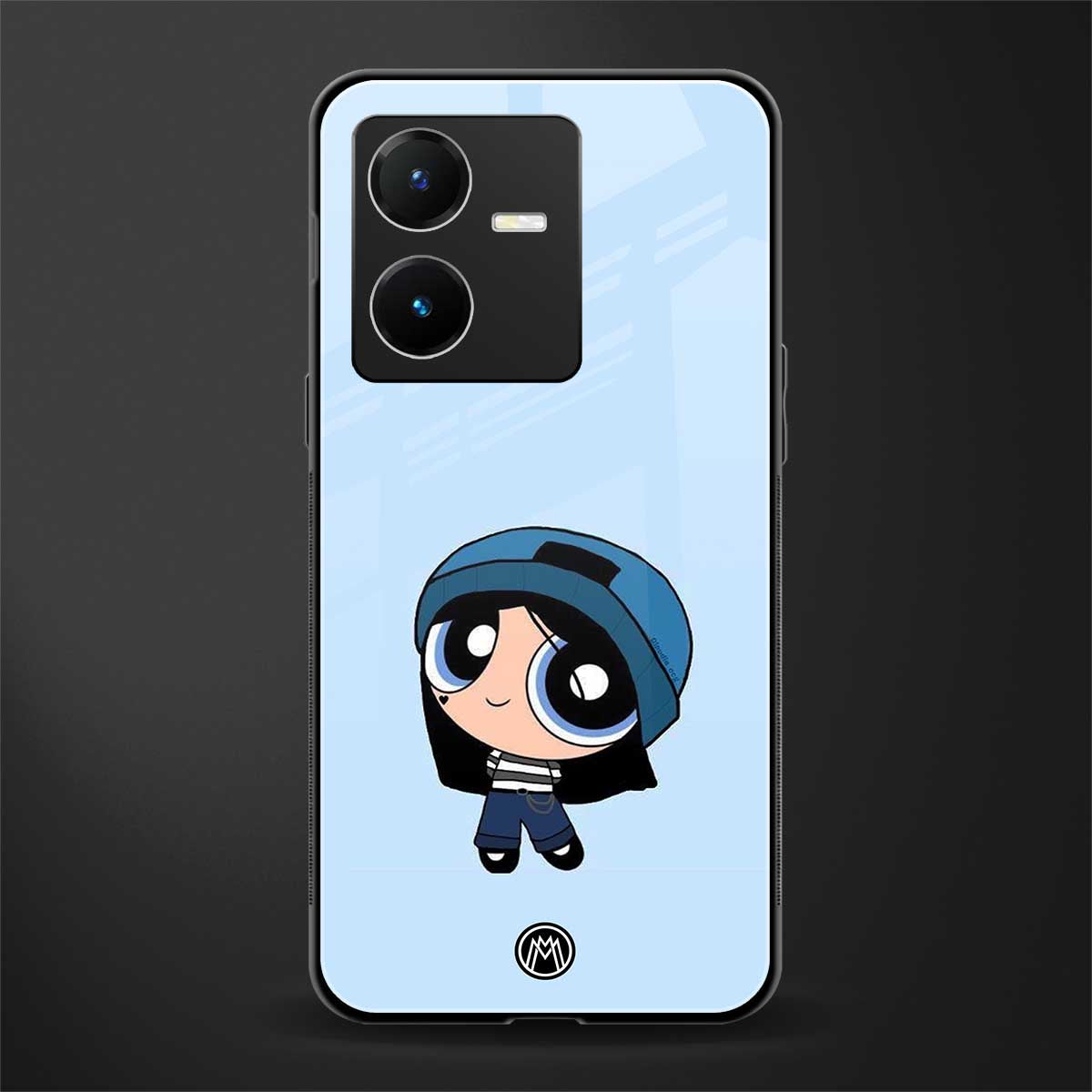 the powerpuff girls blue bubbles back phone cover | glass case for vivo y22