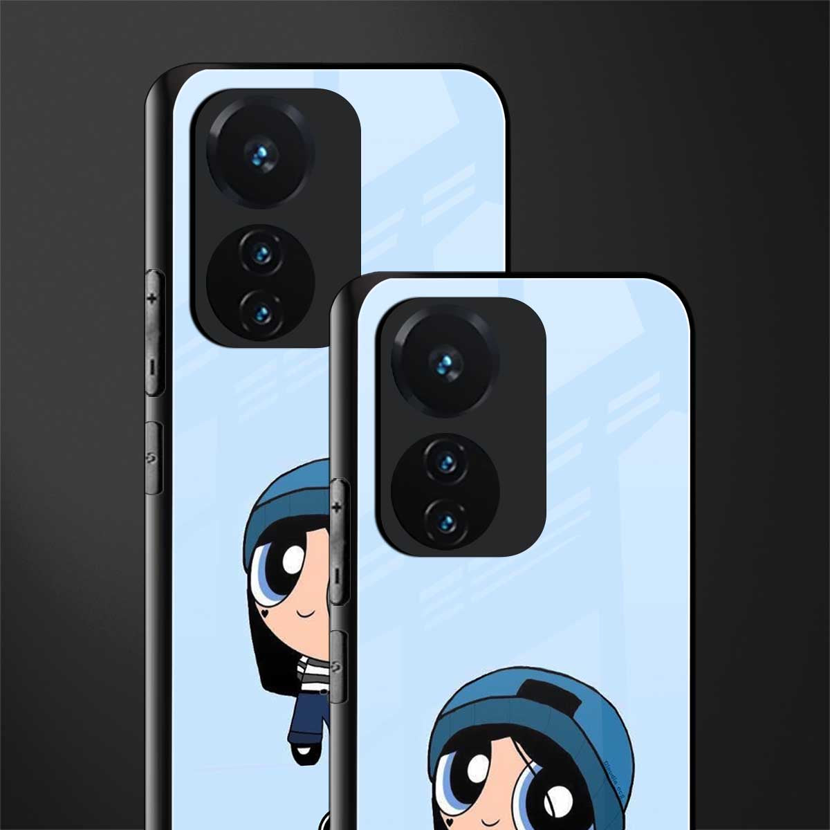 the powerpuff girls blue bubbles back phone cover | glass case for vivo t1 44w 4g