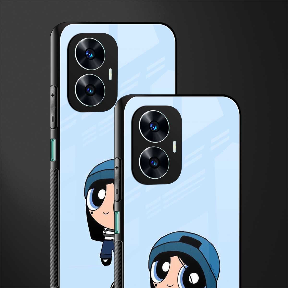 the powerpuff girls blue bubbles back phone cover | glass case for realme c55