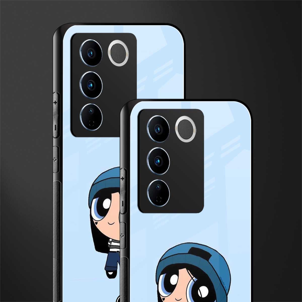 the powerpuff girls blue bubbles back phone cover | glass case for vivo v27 pro 5g