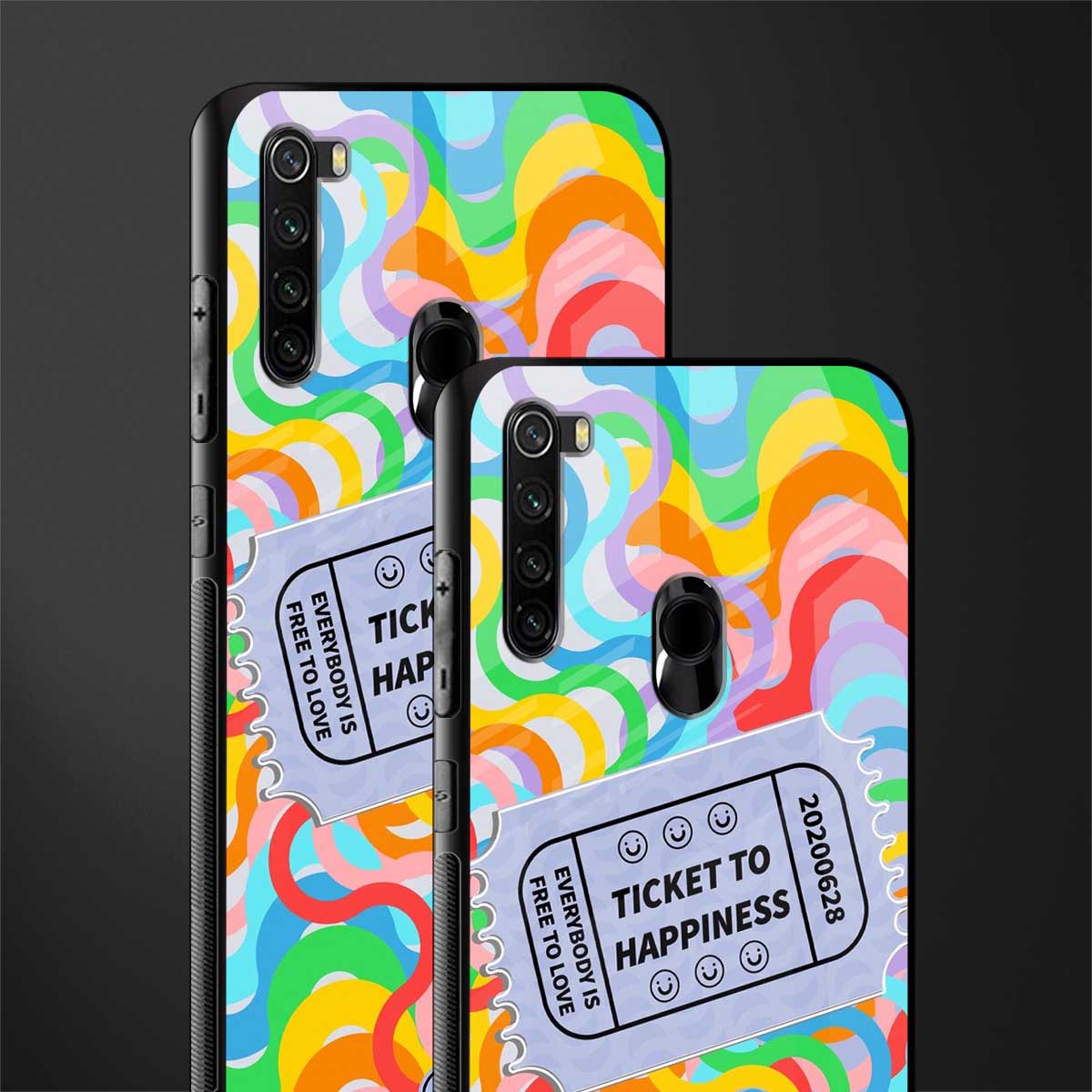 ticket to happiness glass case for redmi note 8 image-2