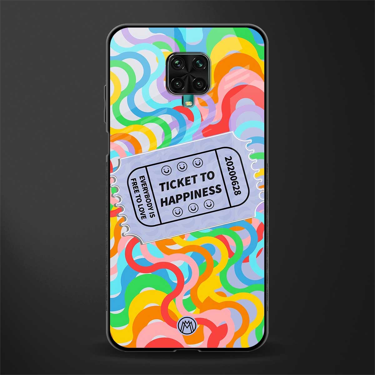 ticket to happiness glass case for redmi note 9 pro max image