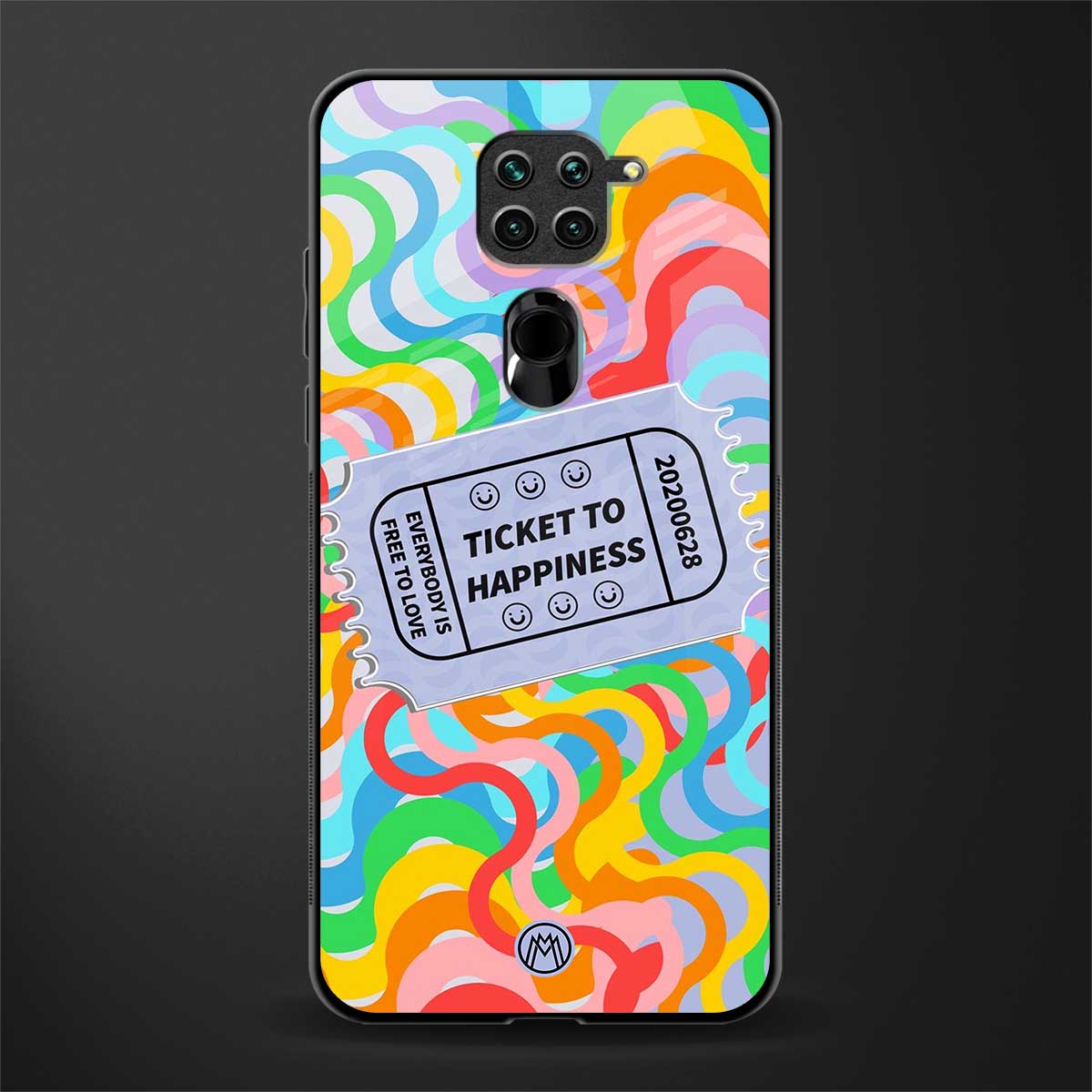 ticket to happiness glass case for redmi note 9 image