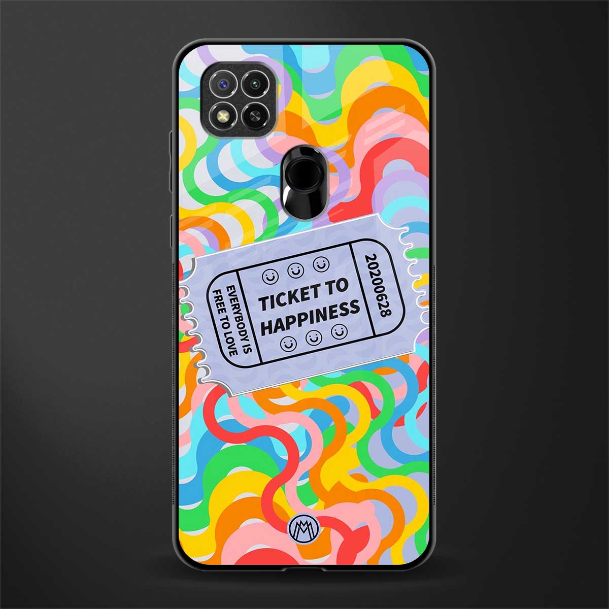 ticket to happiness glass case for redmi 9 image
