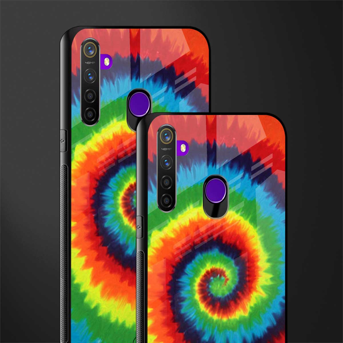 tie and dye glass case for realme 5s image-2