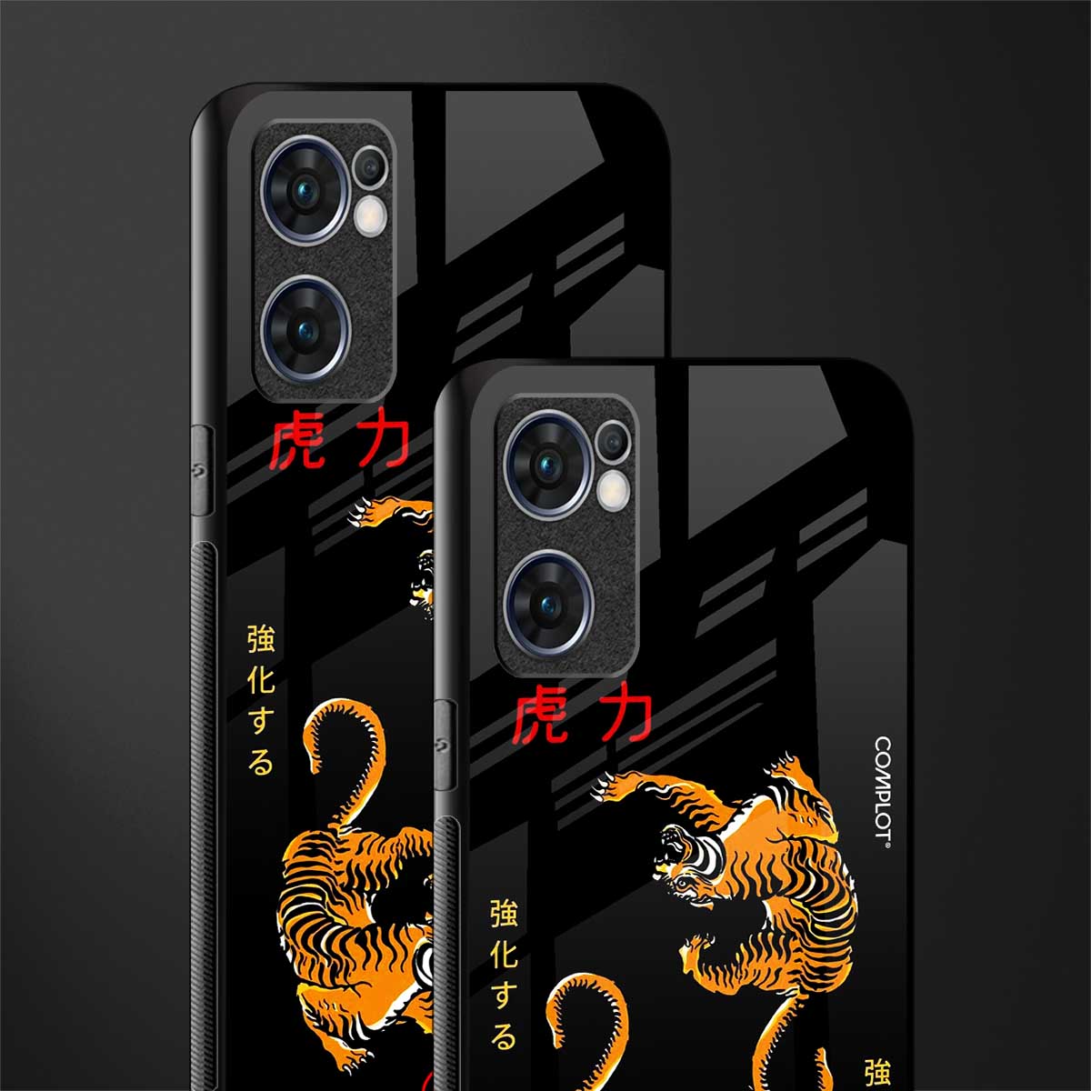 tigers black glass case for oppo reno7 5g image-2