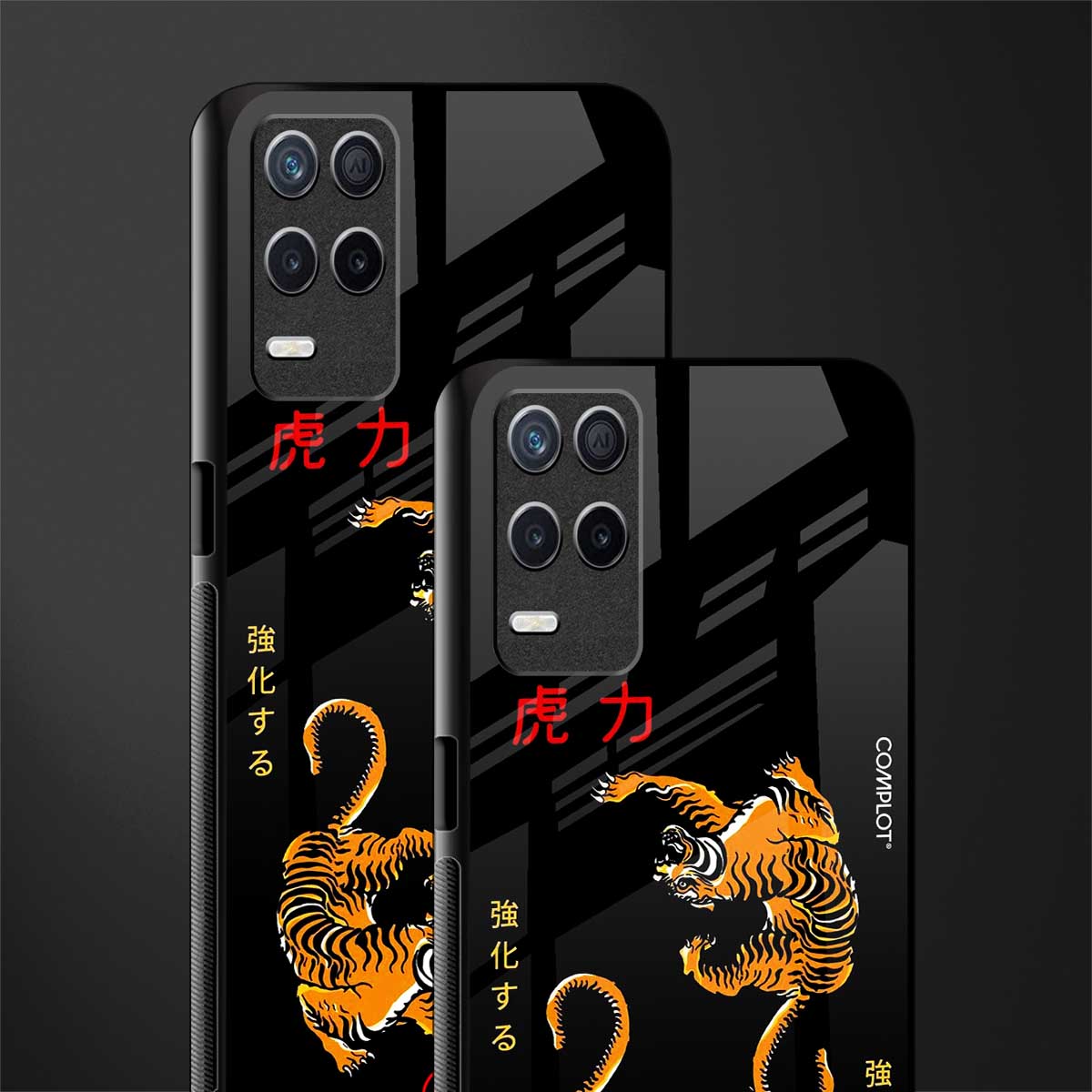 tigers black glass case for realme narzo 30 5g image-2