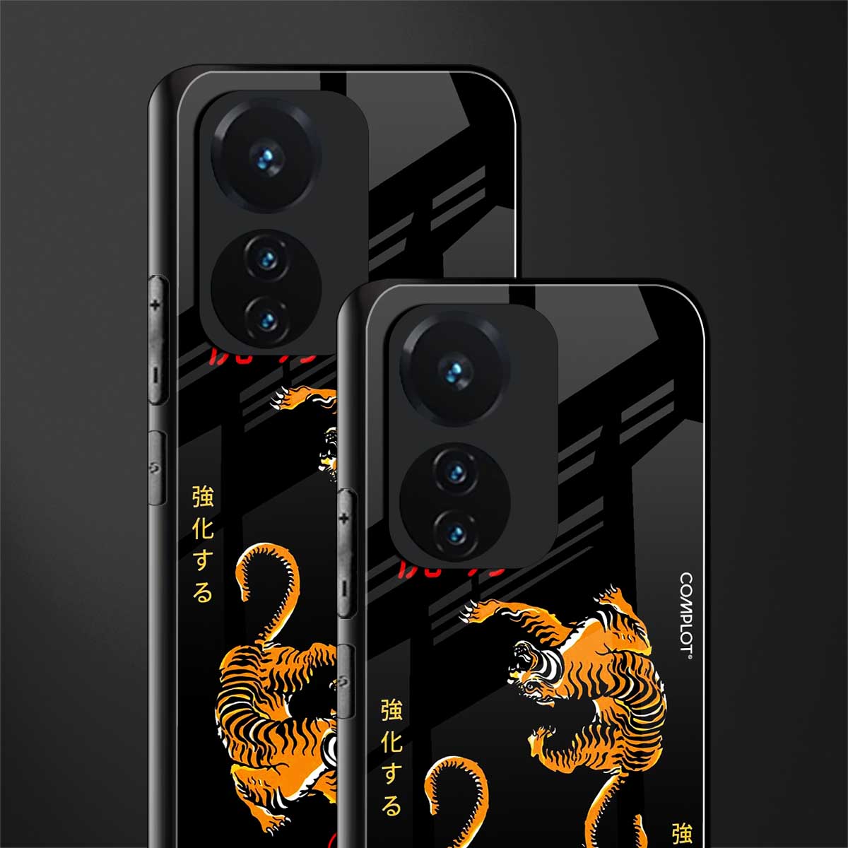 tigers black back phone cover | glass case for vivo t1 44w 4g