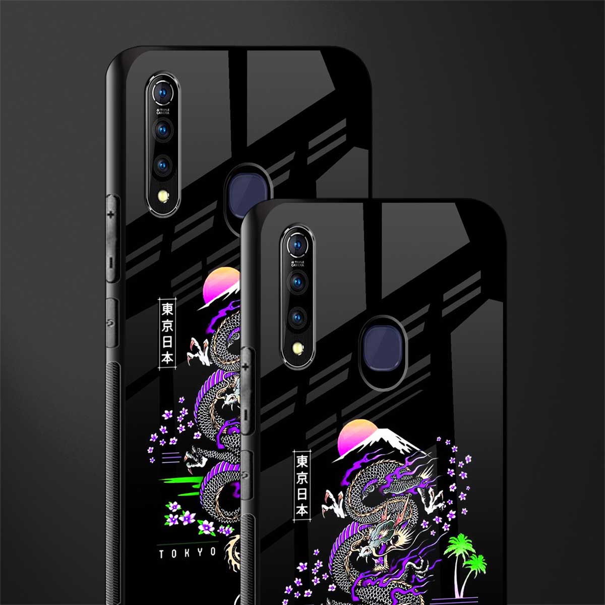 tokyo japan purple dragon black glass case for vivo z1 pro image-2
