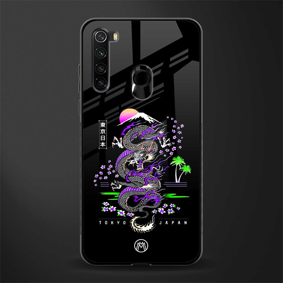 tokyo japan purple dragon black glass case for redmi note 8 image