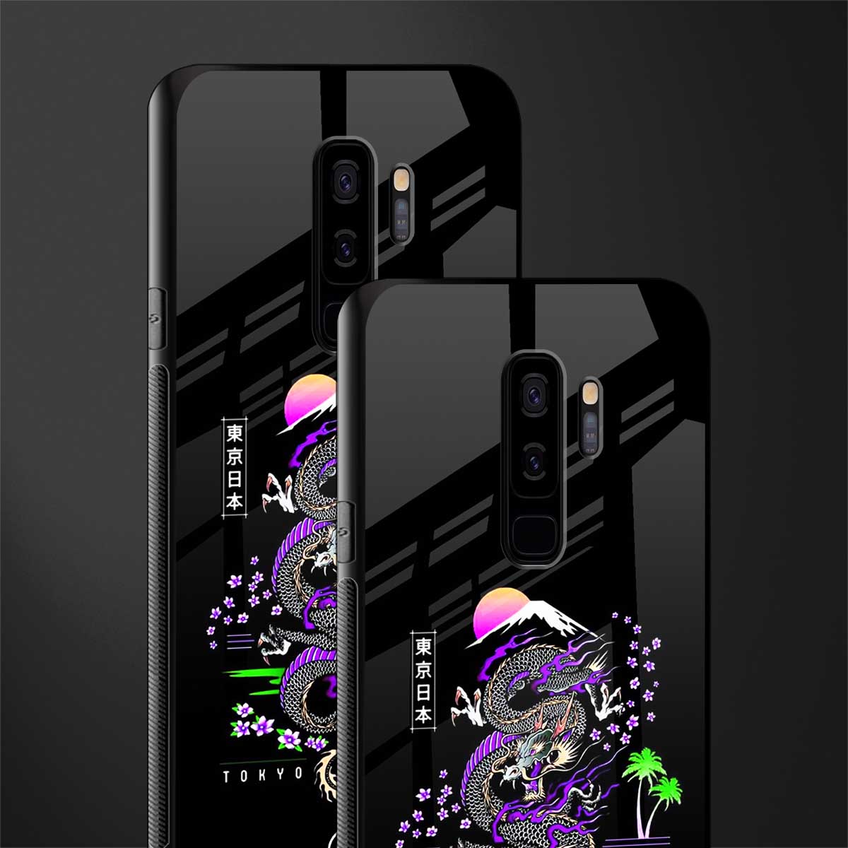 tokyo japan purple dragon black glass case for samsung galaxy s9 plus image-2