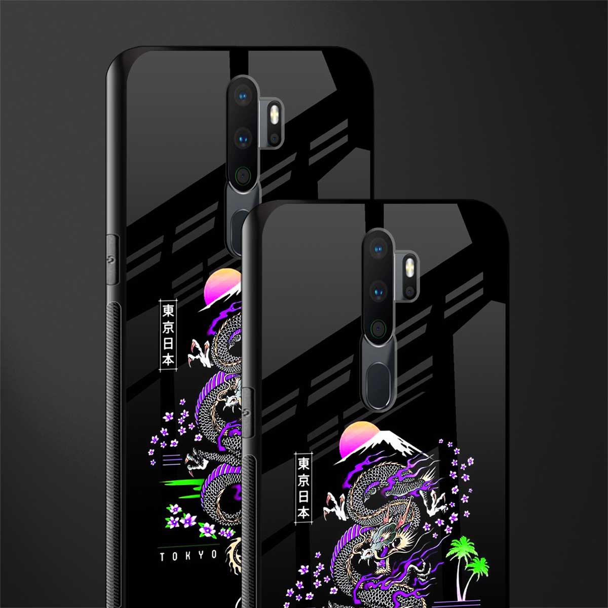 tokyo japan purple dragon black glass case for oppo a9 2020 image-2