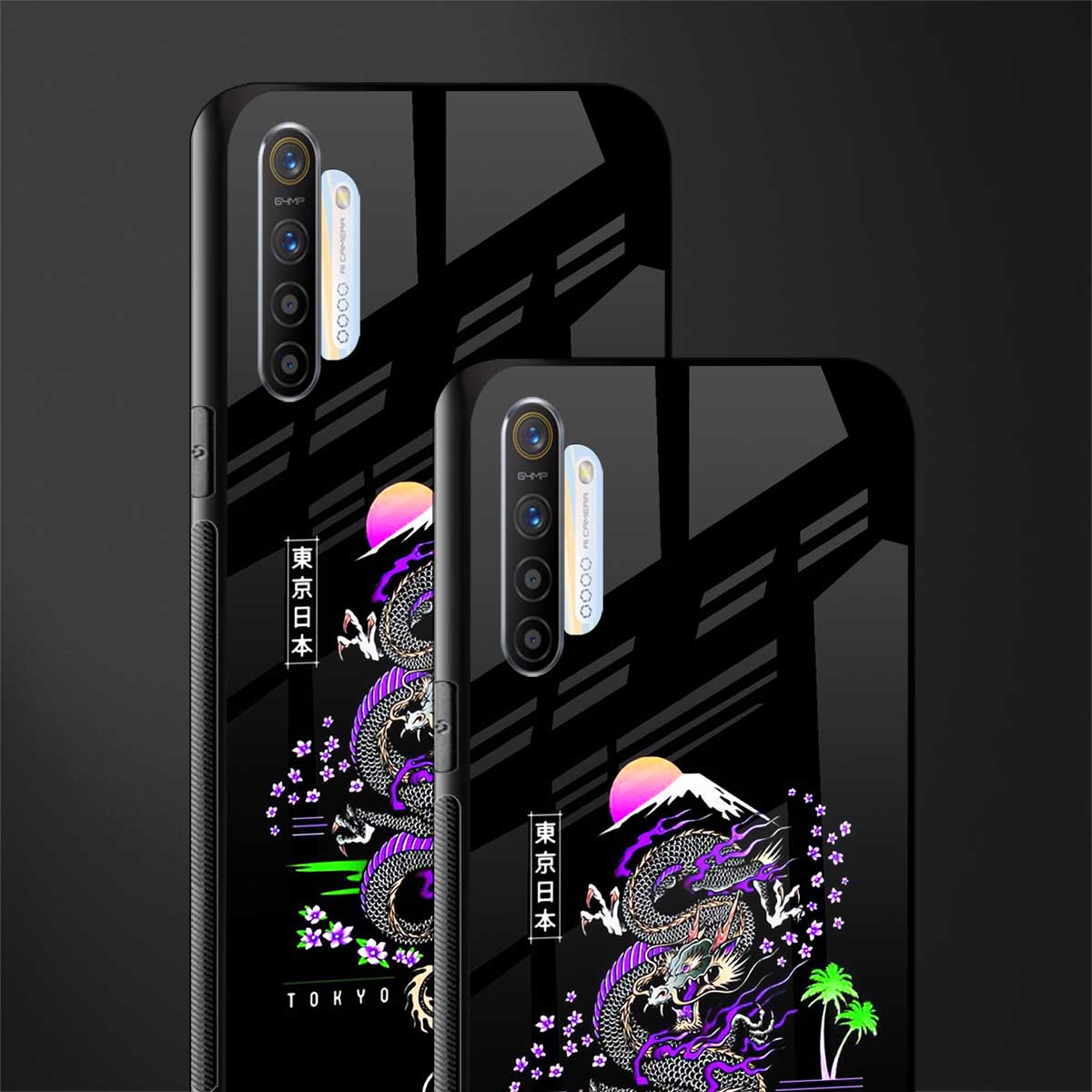 tokyo japan purple dragon black glass case for realme x2 image-2