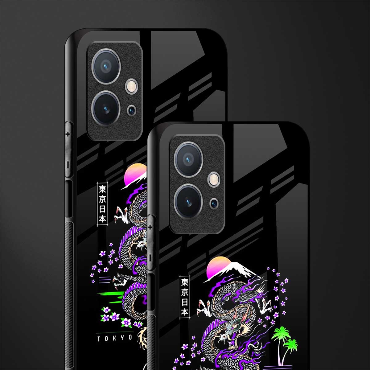 tokyo japan purple dragon black glass case for vivo y75 5g image-2