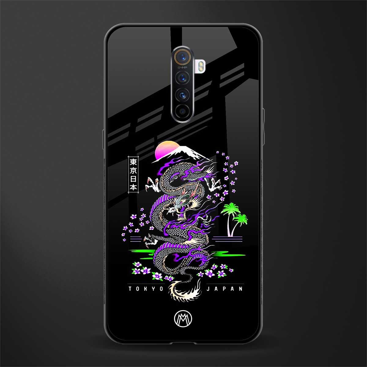tokyo japan purple dragon black glass case for realme x2 pro image