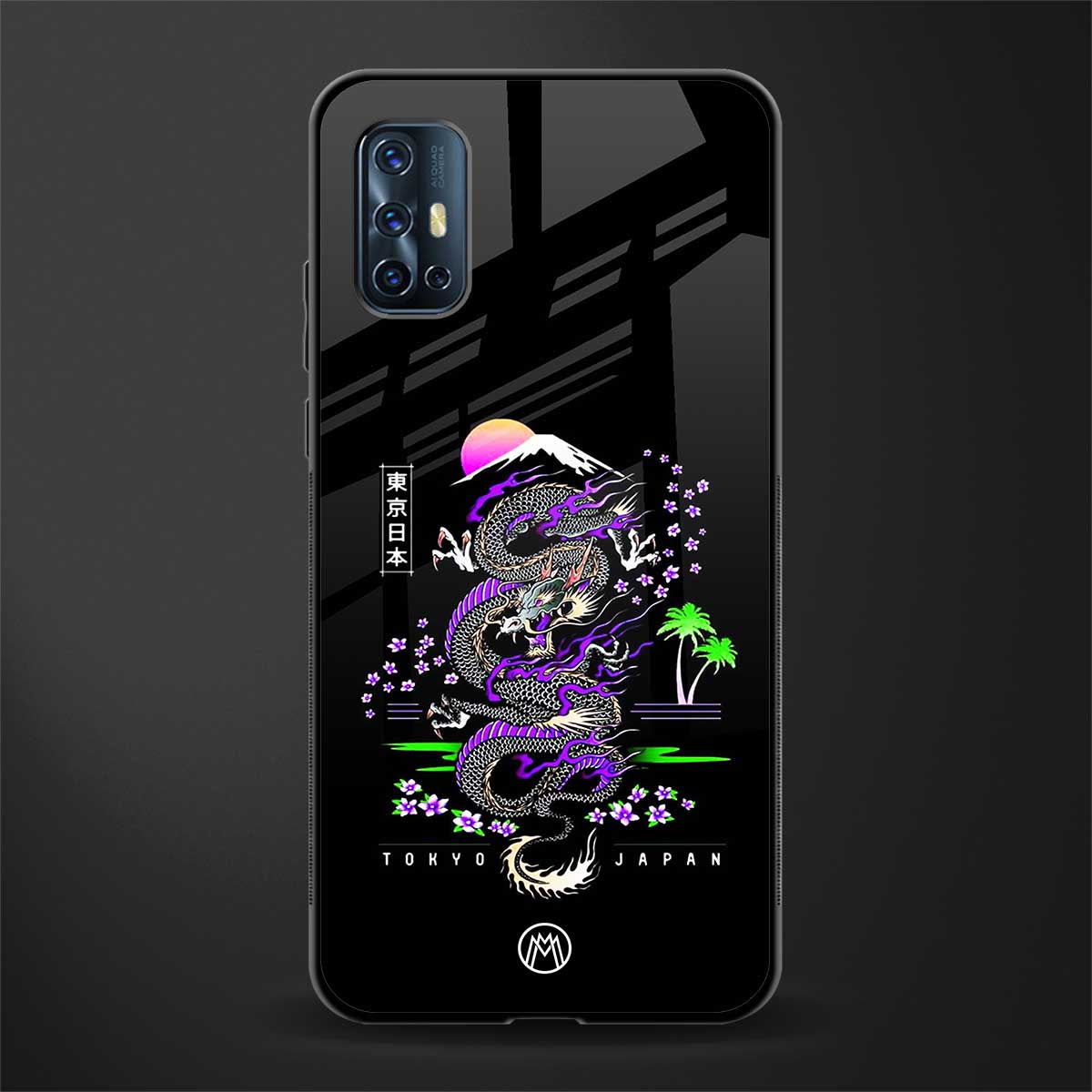 tokyo japan purple dragon black glass case for vivo v17 image