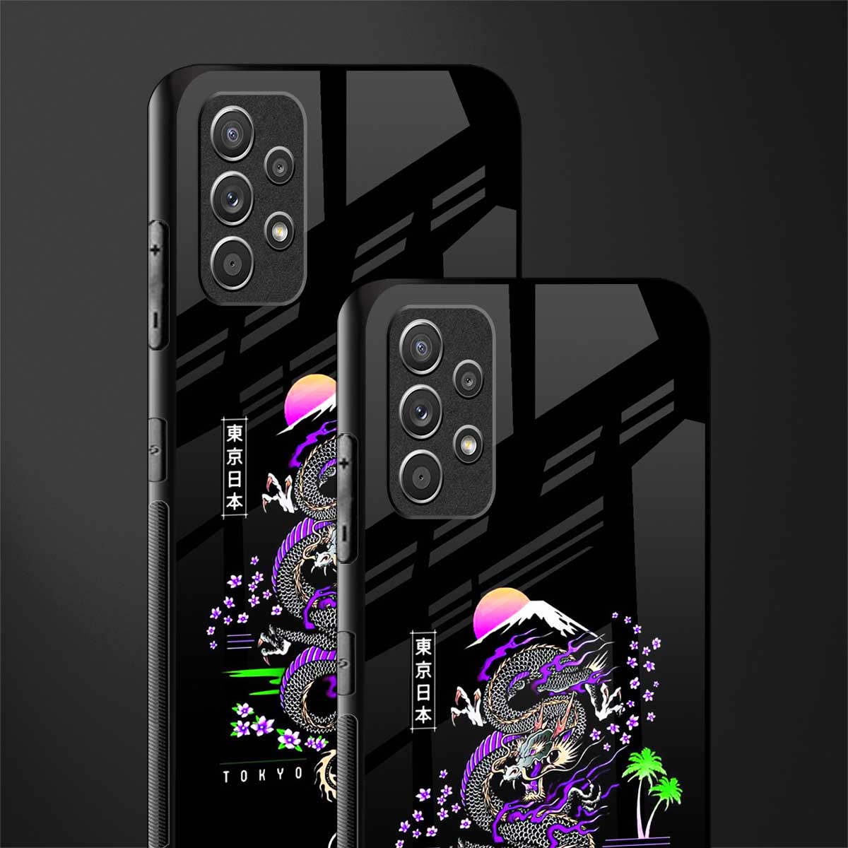 tokyo japan purple dragon black glass case for samsung galaxy a32 4g image-2
