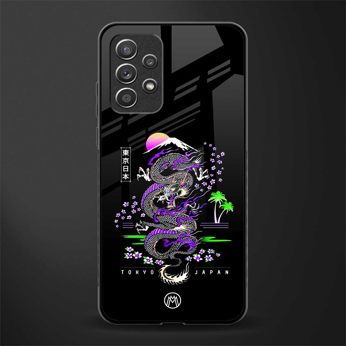 tokyo japan purple dragon black glass case for samsung galaxy a32 4g image