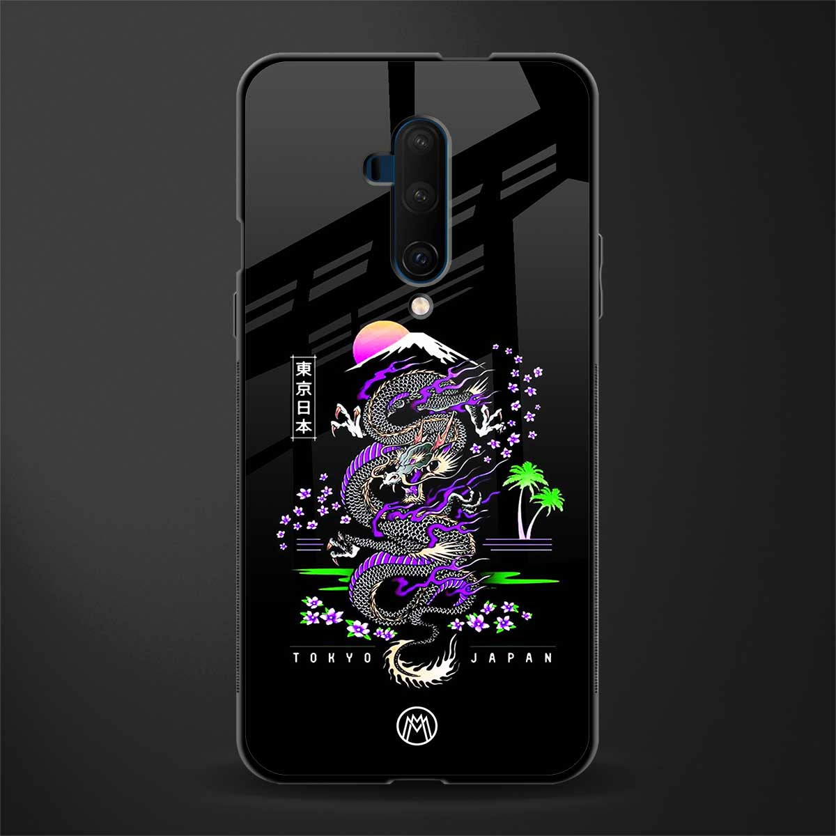 tokyo japan purple dragon black glass case for oneplus 7t pro image