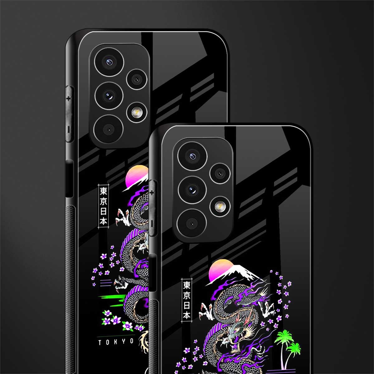 tokyo japan purple dragon black back phone cover | glass case for samsung galaxy a13 4g