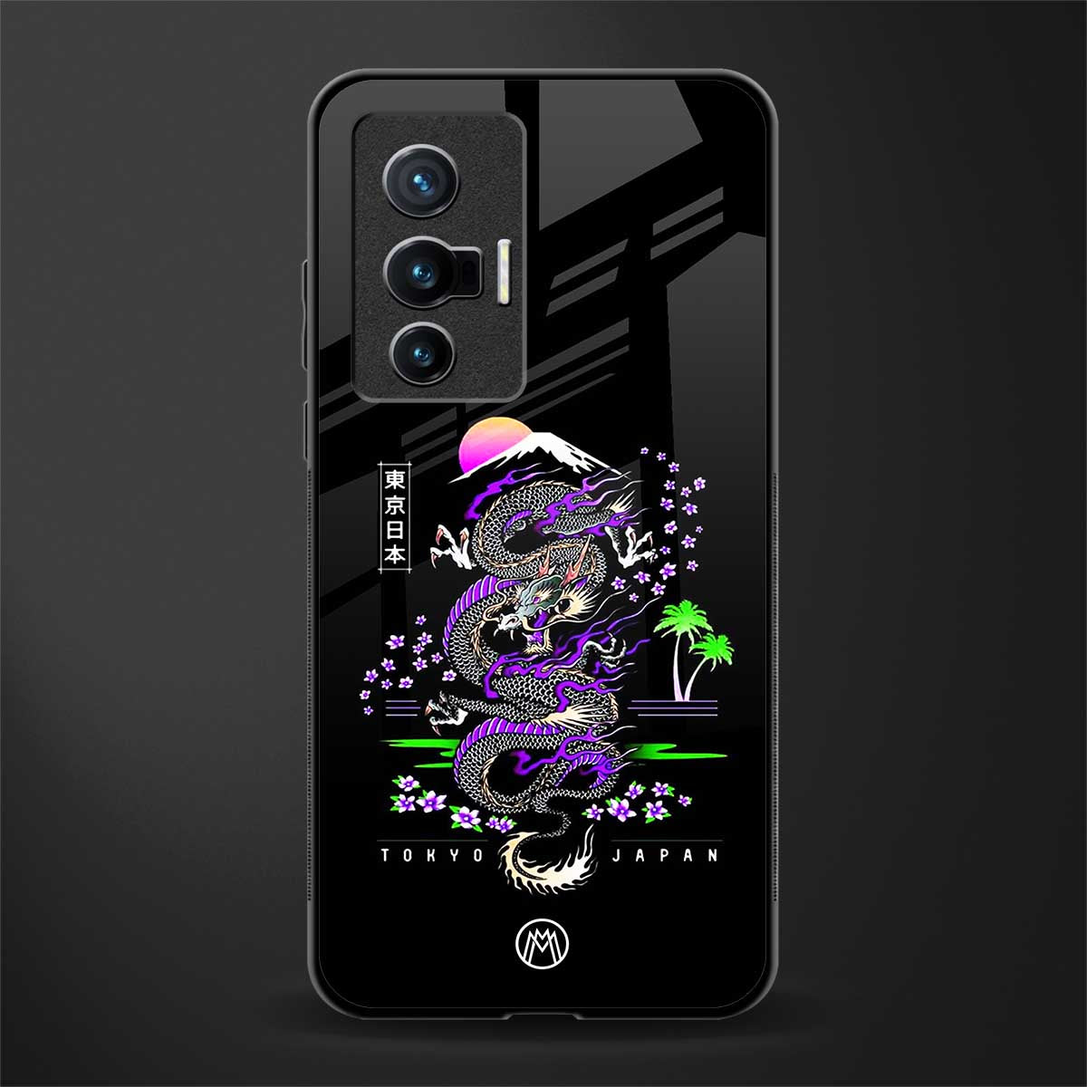 tokyo japan purple dragon black glass case for vivo x70 image