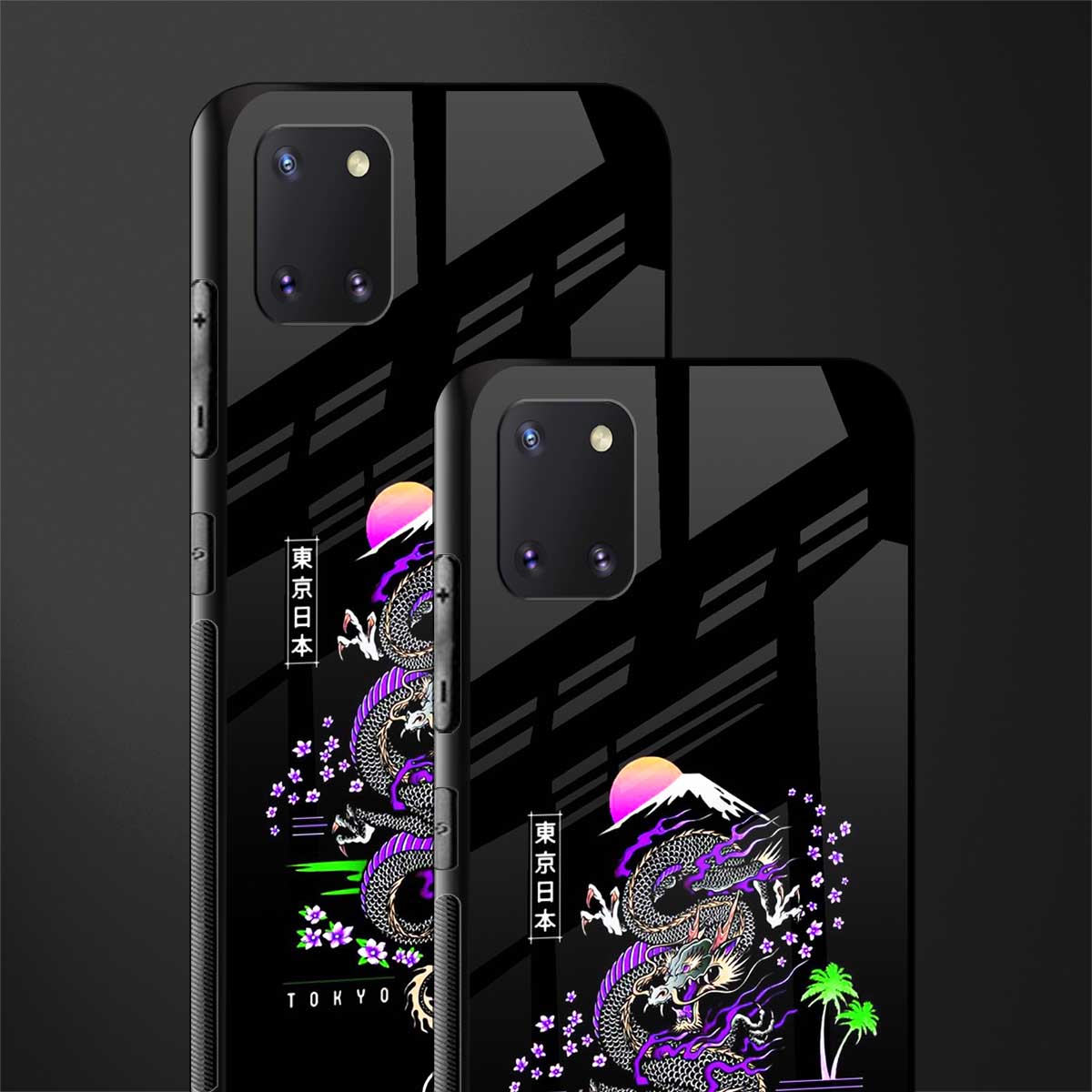 tokyo japan purple dragon black glass case for samsung a81 image-2