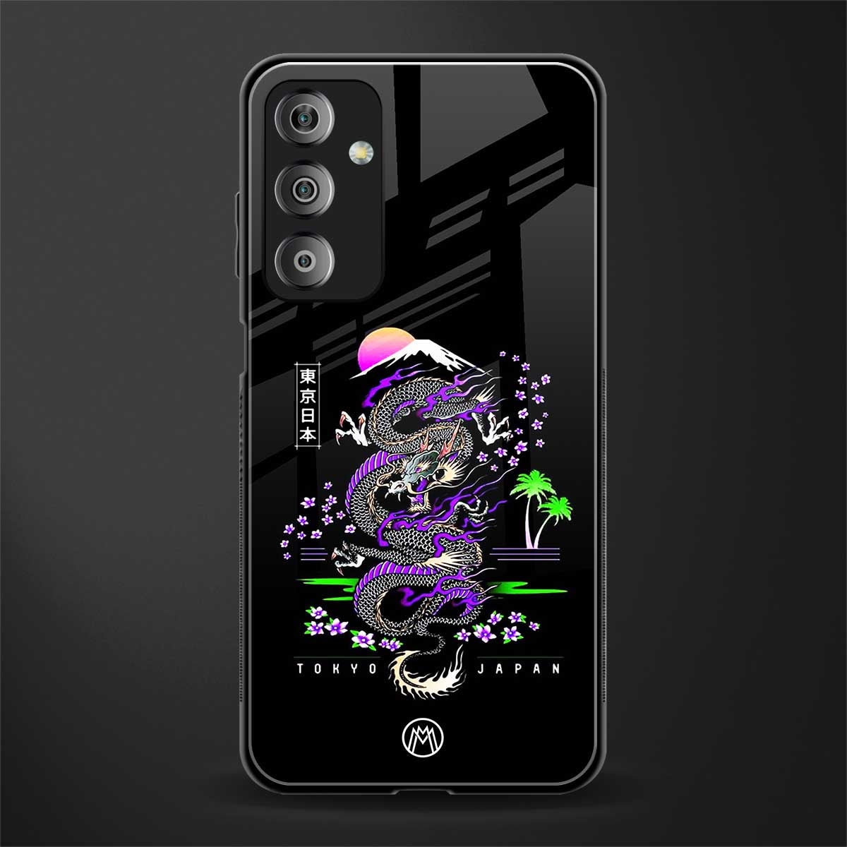 tokyo japan purple dragon black back phone cover | glass case for samsung galaxy f23 5g