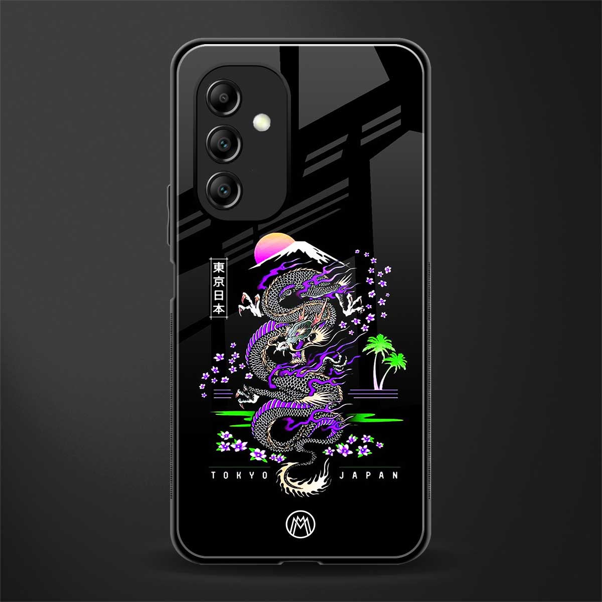 tokyo japan purple dragon black back phone cover | glass case for samsung galaxy a14 5g