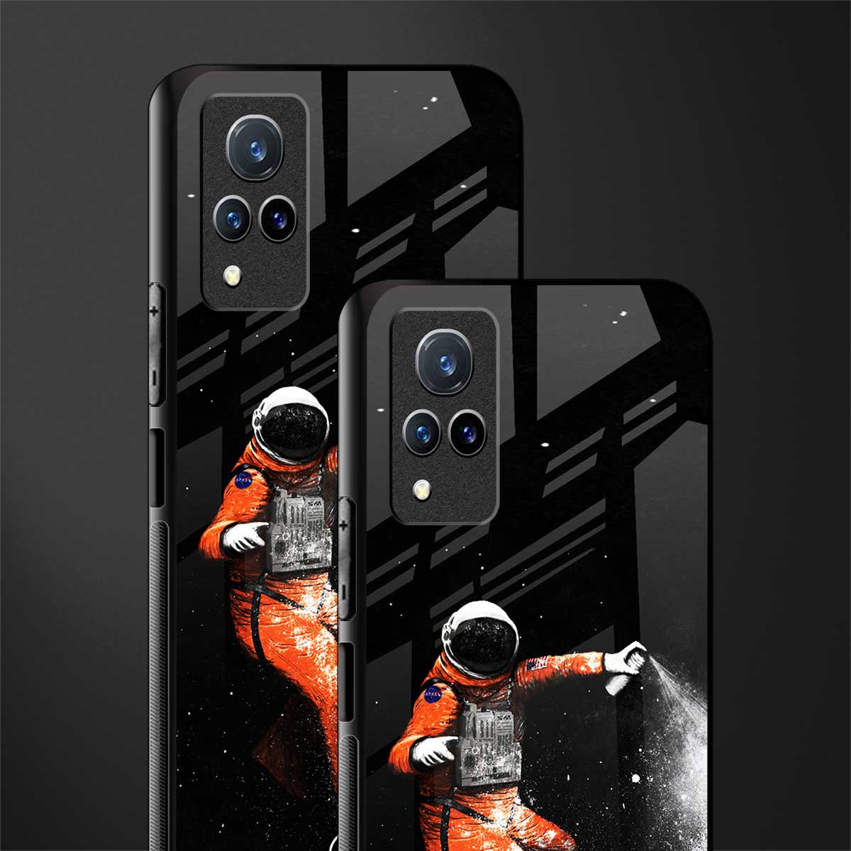 trippy astronaut glass case for vivo v21 5g image-2