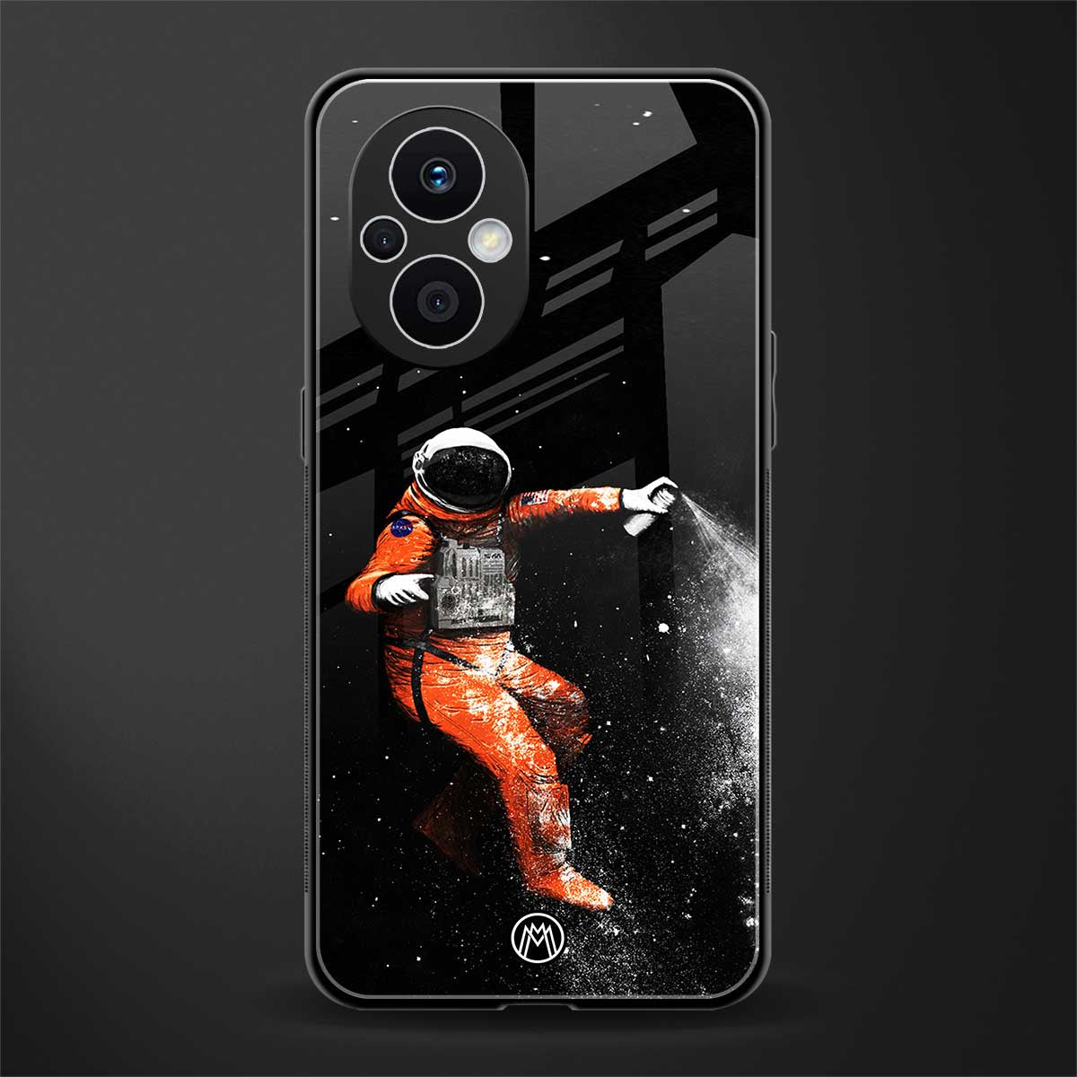 trippy astronaut back phone cover | glass case for oppo f21 pro 5g