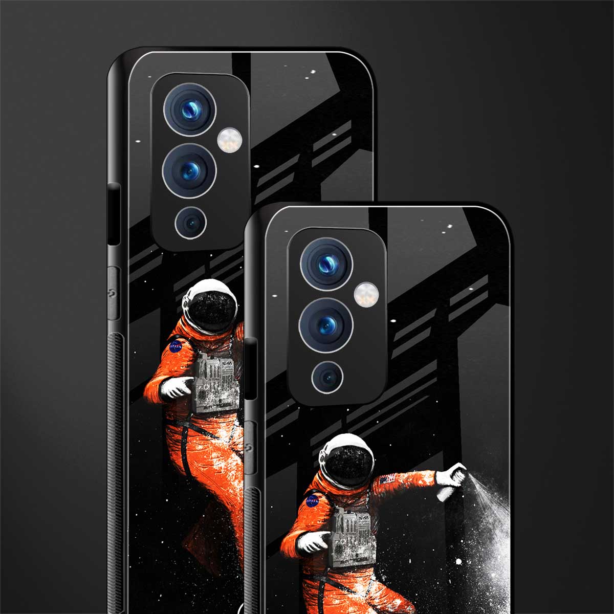 trippy astronaut back phone cover | glass case for oneplus 9