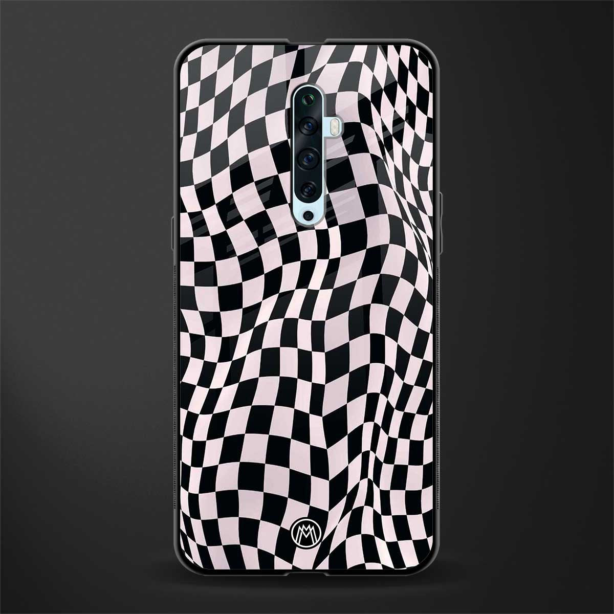 trippy b&w check pattern glass case for oppo reno 2f image