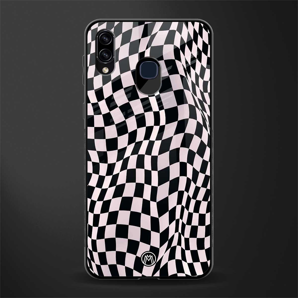 trippy b&w check pattern glass case for samsung galaxy a30 image