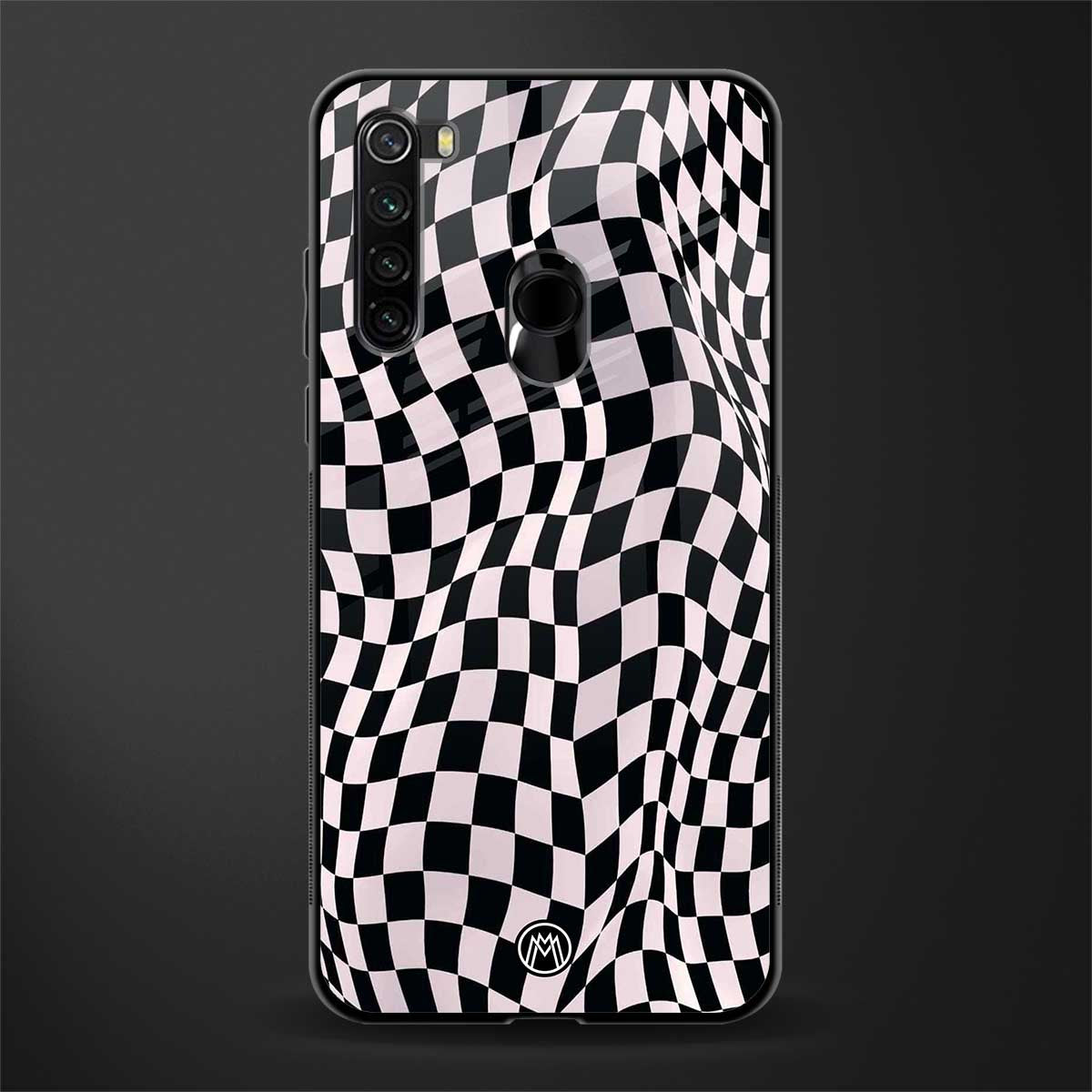 trippy b&w check pattern glass case for redmi note 8 image