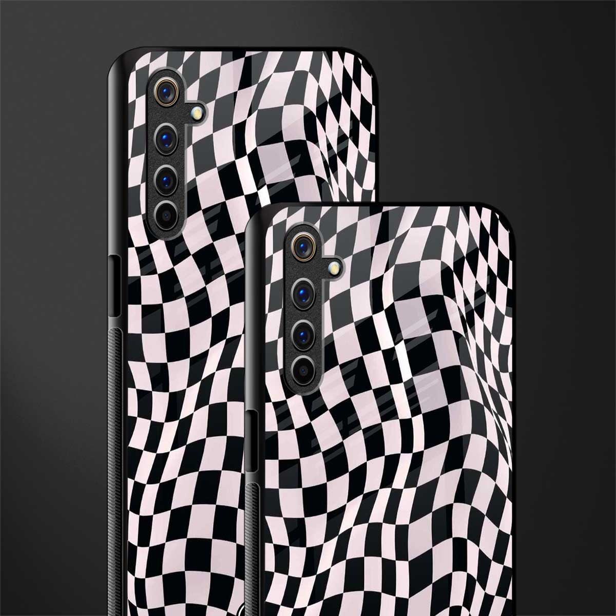 trippy b&w check pattern glass case for realme 6i image-2