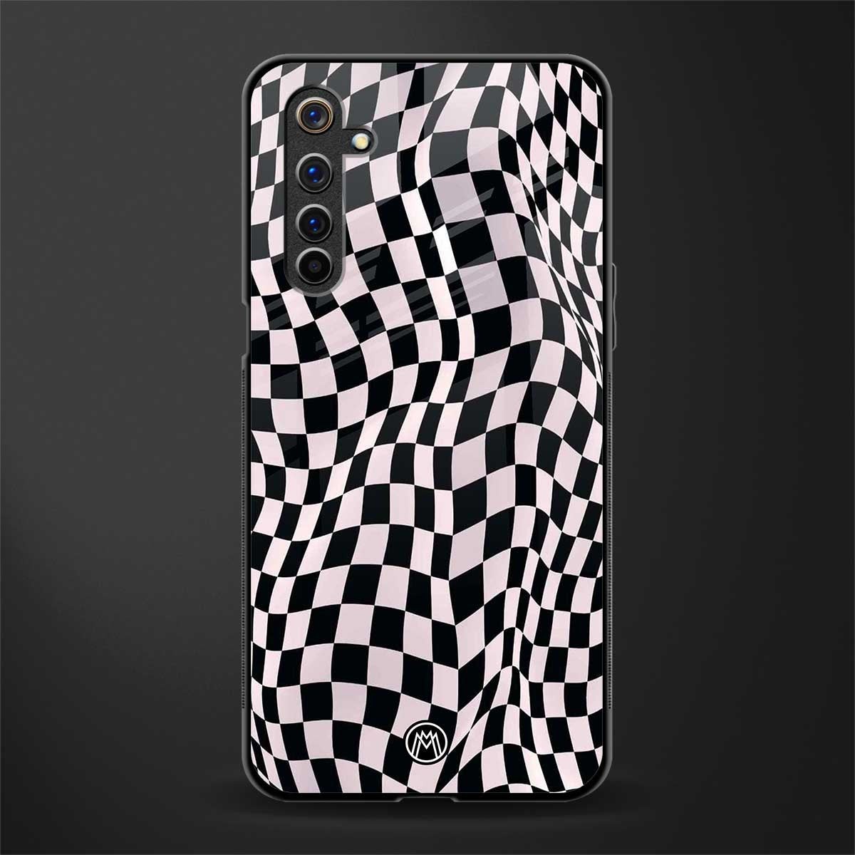 trippy b&w check pattern glass case for realme 6i image