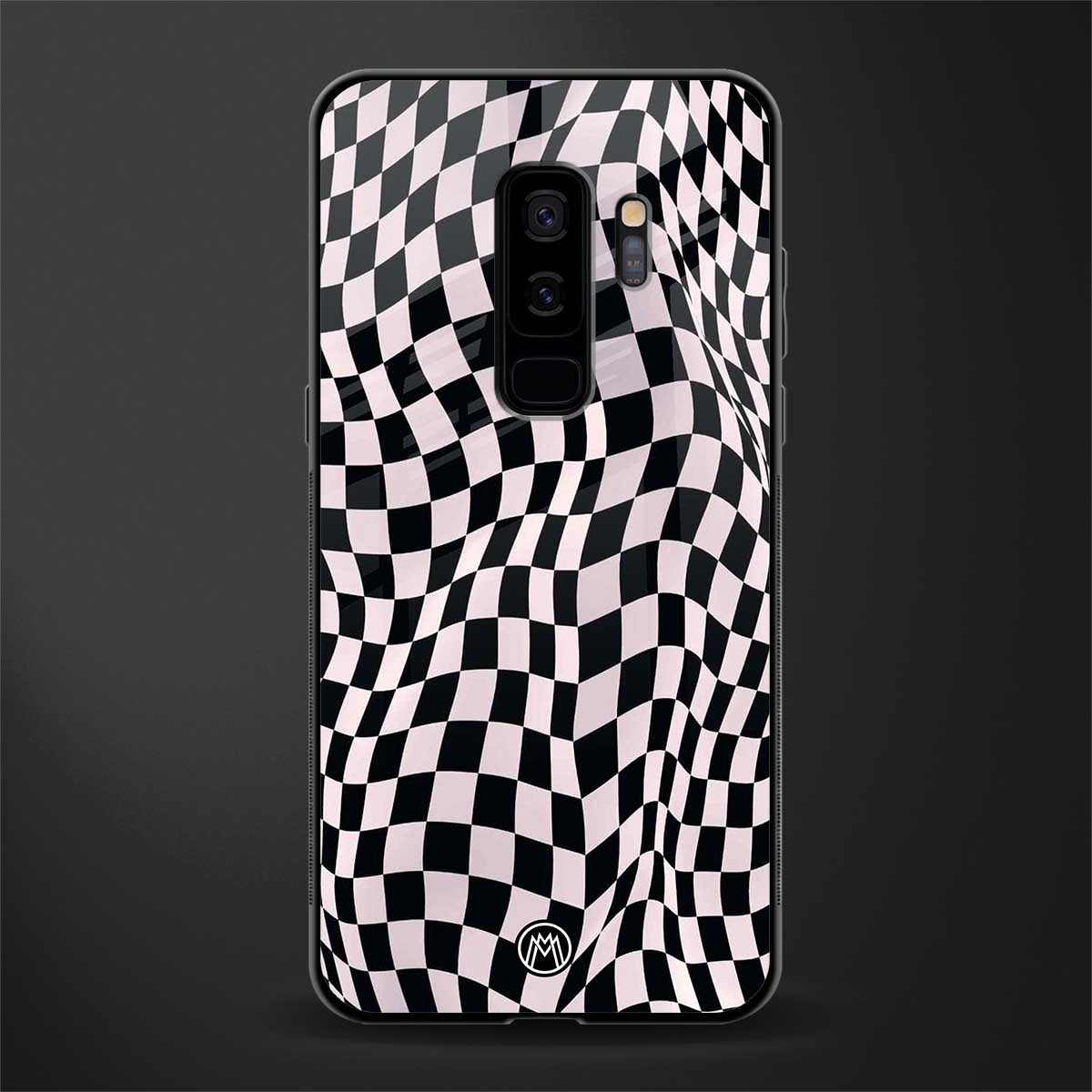trippy b&w check pattern glass case for samsung galaxy s9 plus image