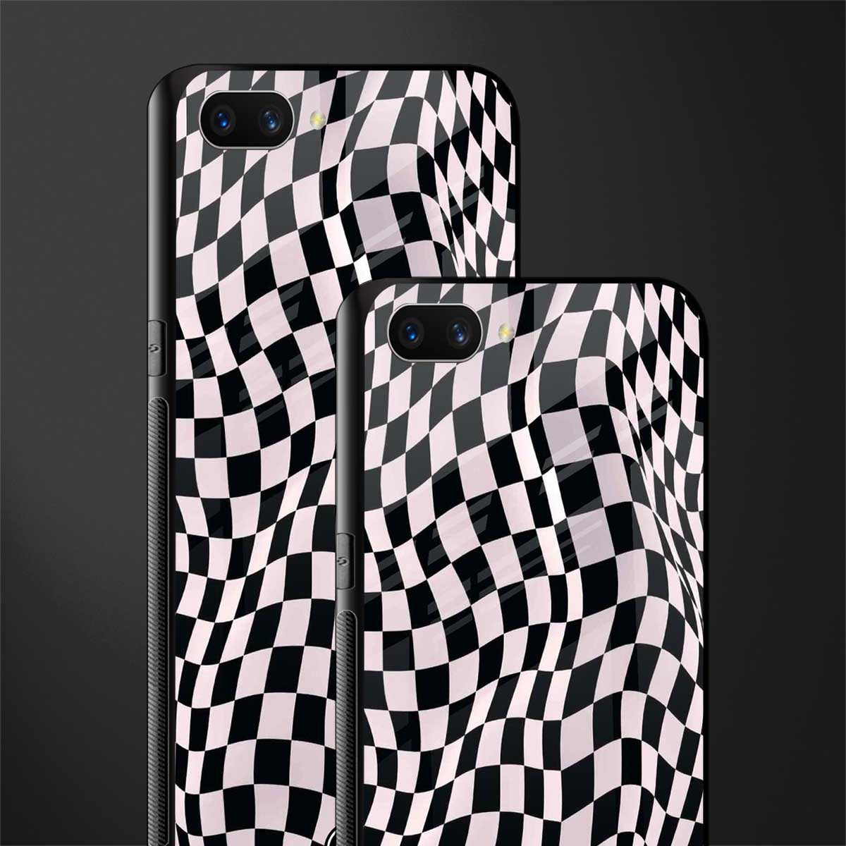 trippy b&w check pattern glass case for realme c1 image-2
