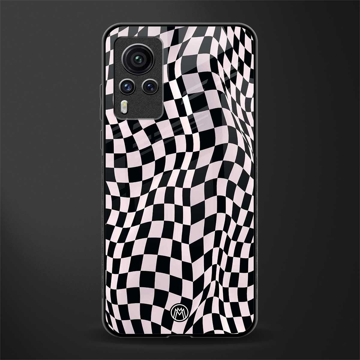 trippy b&w check pattern glass case for vivo x60 pro image