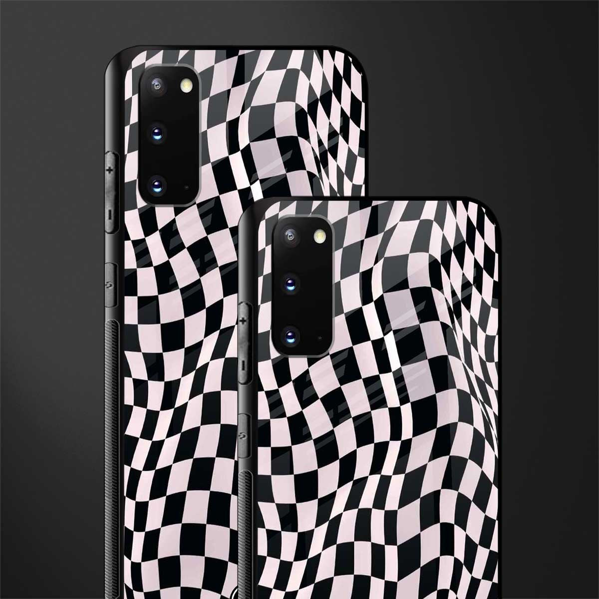 trippy b&w check pattern glass case for samsung galaxy s20 image-2