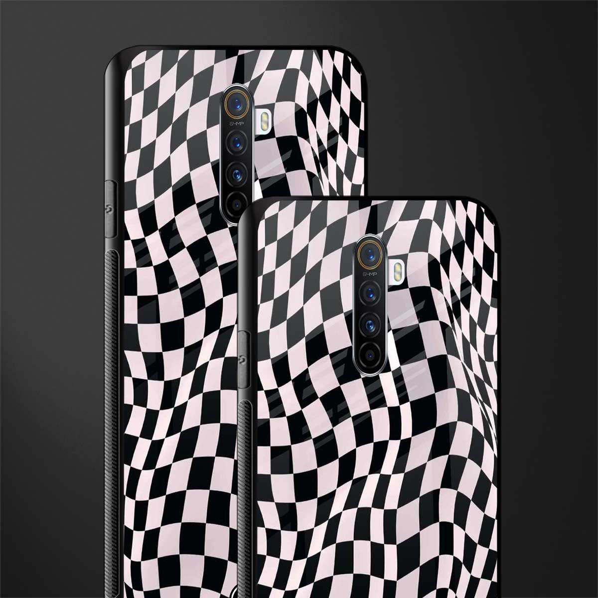 trippy b&w check pattern glass case for realme x2 pro image-2